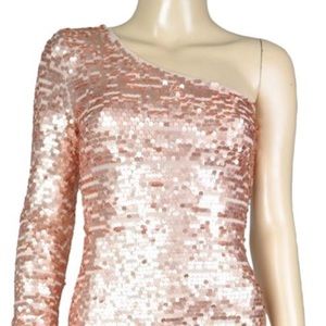 BCBG MaxAzria Rose Gold Sequin Dress Size Medium